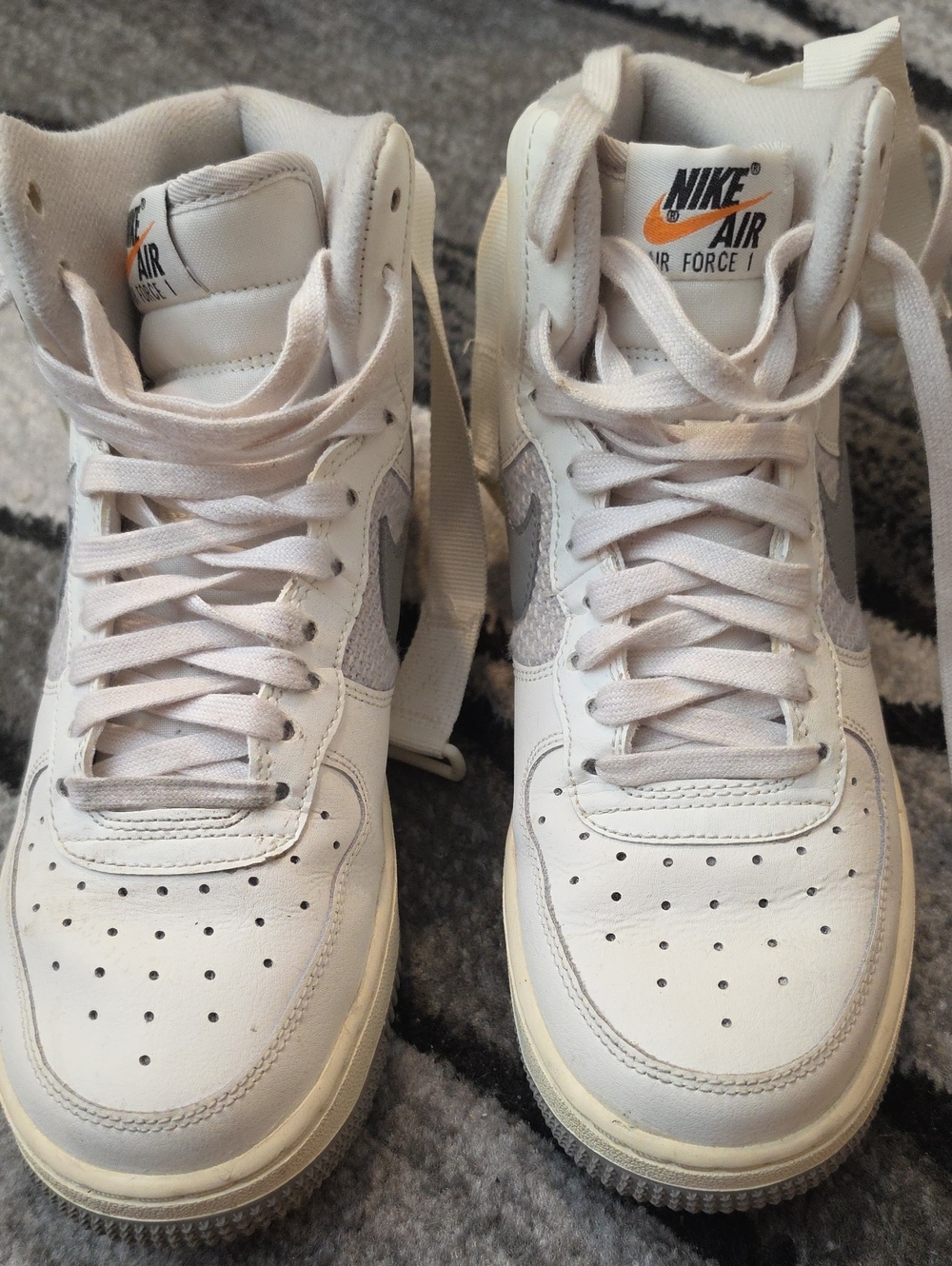 Nike Air Force 1 High White with Orange Logo